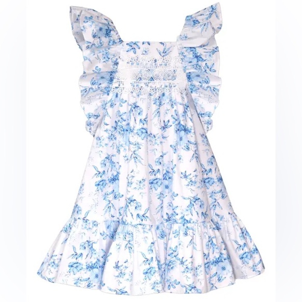 Iris & Ivy Blue and White Floral Dress - Size 6X